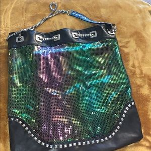 River Island sequins/leather/studded shoulder bag